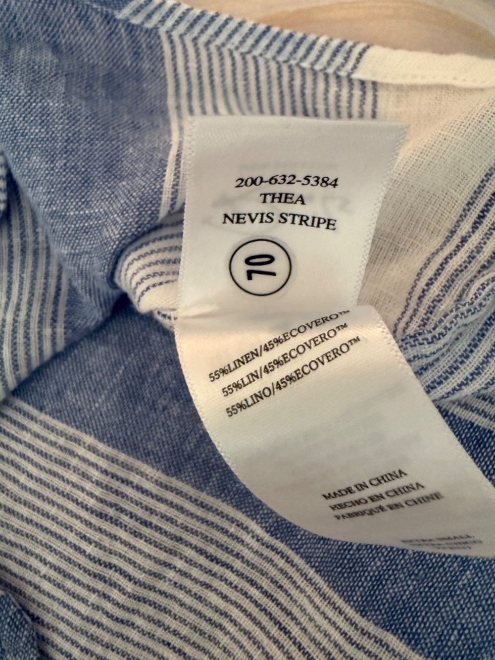 Rails Thea Striped Tie Front Top Linen Blend Blue Nevis Stripe Print Size XS - Picture 9 of 14